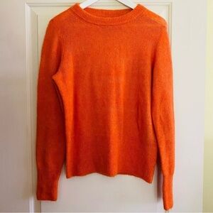 H&M knit soft fluffy alpaca and wool blend sweater in vibrant orange